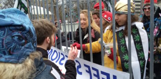 9,000 Free Joints: the One Inauguration Day Protest That Brought People Together DCMJ supporter Amanda hands out a free joint.1