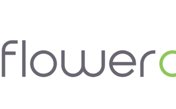 Flower One Partners with Palms flowerone logo white background flower one in lowercase letters flower in black one in lime green to the left of the words is a plant with two green leaves and one blue