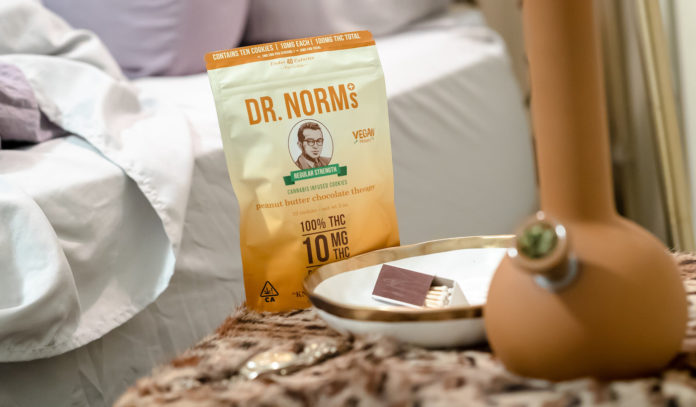 Dr Norms peanut butter edibles cookies and bong