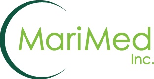 white background marimed logo in lime green