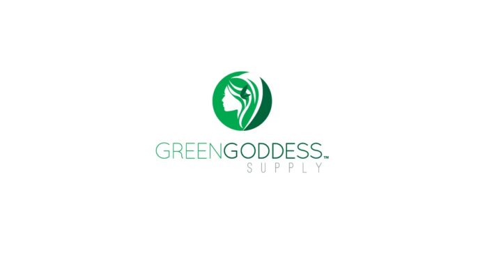 white background green goddess logo in green with a woman's head in a green silhouette