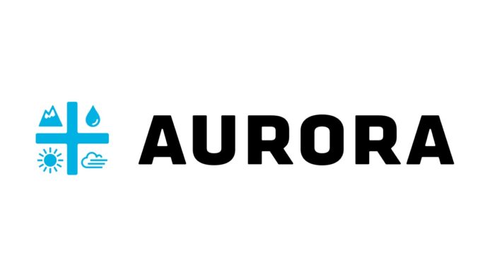 white background black text aurora logo