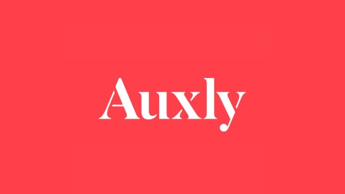 auxly logo red background white text