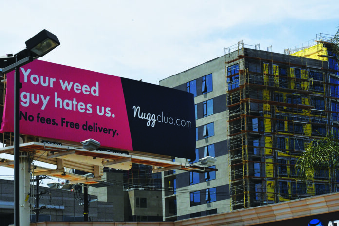 Cannabis billboard out-of-home advertising Palm.Calm mg Magazine mgretailer