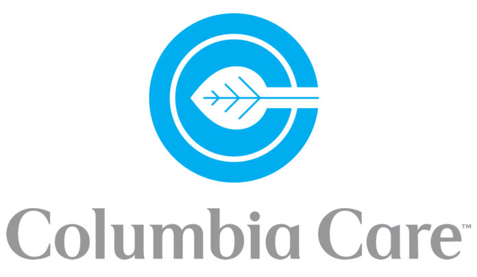 Columbia Care logo white background gray and blue logo