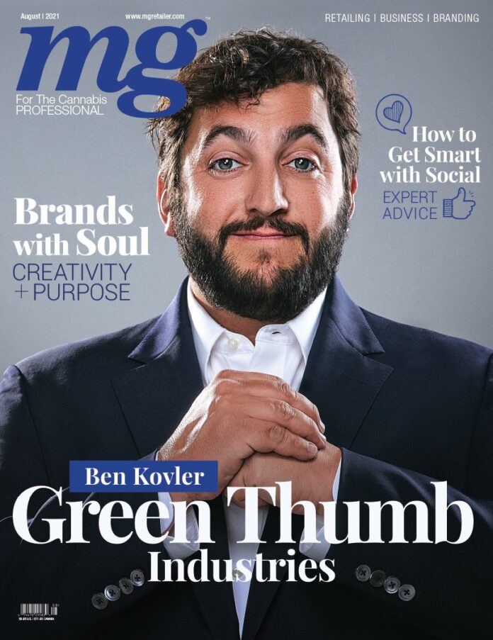 August 2021 mg magazine cover featuring Ben Kovler, Green Thumb Industries. For the Cannabis professional