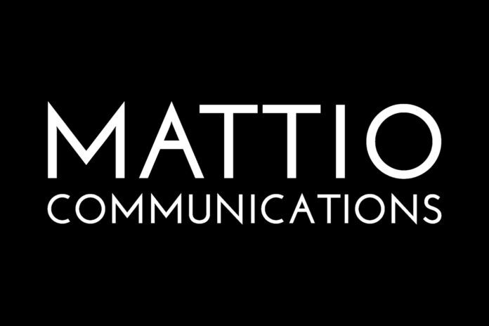 MATTIO Communications logo black background white capital letters