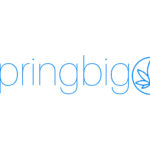springbig Announces Loyalty Integration With Greenline, Canada’s Premier POS System springbig logo white background lowercase light blue font spelling springbig adjacent to a geometric weed leaf in a circle
