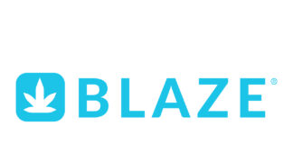 U.S. CannaTech Company BLAZE® Acquires Canadian POS Software Company Greenline blaze logo white background light blue text reading Blaze to the right of a blue cannabis leaf