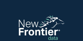 New Frontier Data and Treez Partner to Empower Cannabis Retailers in a Hyper-Growth Market new frontier data logo navy blue background new frontier in white font data in green font and the head of a horse with its mane blowing in the wind