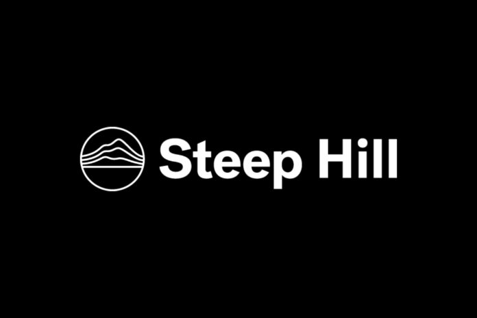 steep hill logo black background white text