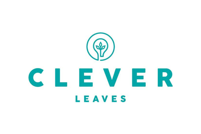 clever leaves logo white background turqoise print with a lightbulb over the text