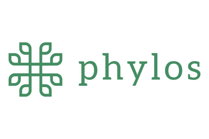 phylos logo white background green text to the right of a green geometric plants