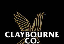 CLAYBOURNE CO. SHIFTS THE CANNABIS INFLUENCER PARADIGM black background, gold outline of attacking bird of prey, Claybourne Co in bold white capital letters across the body of the bird