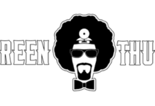 Dr Greenthumbs logo white background black text with a doctor wearing sunglasses sporting an afro and goatee wearing a bow tie