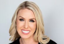 Wana Brands Names Experienced Cannabis and Retail Operations Leader Kelly Flores Chief Operating Officer headshot of kelly flores smiling with blue eyes and long loosely curled blond hair she has white straight teeth light brown eyebrows and dark eye make up