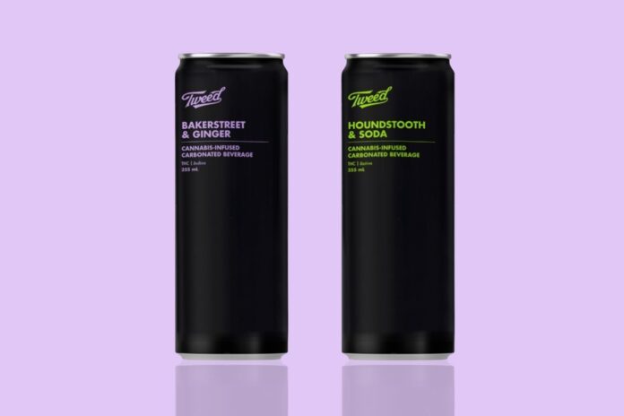 two cans of tweed cannabis beverages