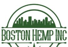 Boston Hemp Inc Expanding Further into Delta-8 THC Market white background and dark green logo the boston city scape is above the words boston hemp inc and below the words is a cannabis leaf