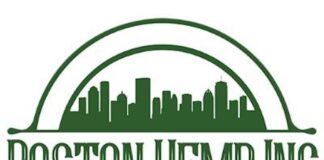 Boston Hemp Inc. Releasing New Cannabinoids white background and dark green logo the boston city scape is above the words boston hemp inc and below the words is a cannabis leaf