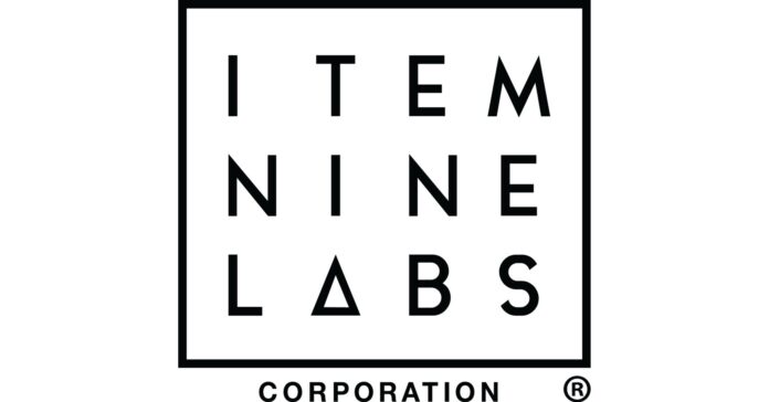 white background black font in a black box spelling item nine labs with the A in labs as a triangle below the square is the word corporation in small capital letters