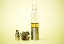 What Is Delta 8 THC? cannabis flower and vape oil with yellow background