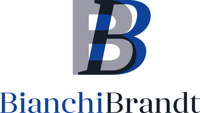 Bianchi Brandt Logo white background blue and black print reading bianchibrandt beneath two Bs layered over each other