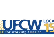UFCW Local 152 Welcomes First Cannabis Workers to Union Family UFCW Local 152 white background blue and yellow text readingn UCFW local 152 a voice for working america