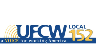 UFCW Local 152 Welcomes First Cannabis Workers to Union Family UFCW Local 152 white background blue and yellow text readingn UCFW local 152 a voice for working america