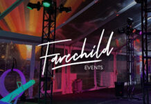 Farechild Events Brings Exclusive ‘High on Life’ Party at Hall of Flowers Week in Palm Springs photo of a stage set up with low lighting farechild is superimposed in white italic font