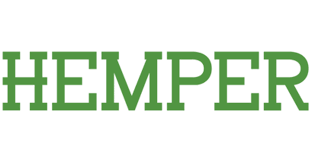 hemper logo white background green capital letters