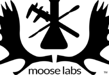Moose Labs Introduces Natural Corn Fiber MouthPeace Filters moose labs logo white background black bong with a black wrench and dab scooper arranged in an x across the stem of a bong encircled by black moose horns moose labs is in lowercase black font below the horns