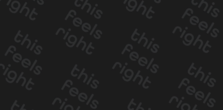 This Feels Right Reveals New Brand Identity this feels right logo black background gray text repeating the phrase this feels right in lowercase letters