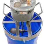 Heavy Duty FGM-Series Mixers are Ideal for Viscous Materials blue five gallon bucket with mechanical contraption on top for processing viscous material