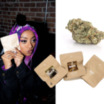 Cannabis Culture Brand “Burb” Launches In California a photo of a woman holding a cannabis package on the left and a close up image of a glistening nug on the left