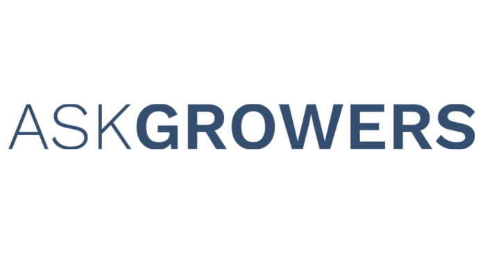 askgrowers logo white background navy blue text reading askgrowers