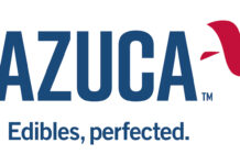 Azuca Introduces New SUGAR ALTERNATIVES for Fast-Acting Edibles azuca logo white background azuca in capitalized blue letters to the left of a red abstract bird beneath the azuca text is smaller blue text that reads edibles perfected