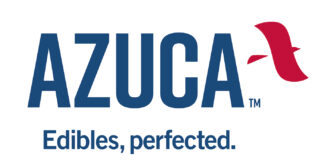Azuca Introduces New SUGAR ALTERNATIVES for Fast-Acting Edibles azuca logo white background azuca in capitalized blue letters to the left of a red abstract bird beneath the azuca text is smaller blue text that reads edibles perfected
