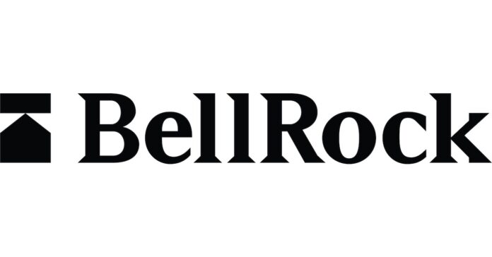 white background black font reading bellrock with a black geometric bell to the left of the word