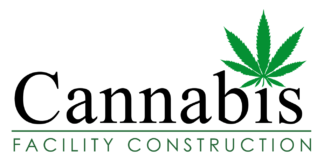 Cannabis Facility Construction Expands into West Virginia with Design-Build Projects for Harvest Care Medical cannabis facility construction logo white background cannabis in large black text dominating the space and a green cannabis leaf in the place of the dot above the i in cannabis below the word cannabis is smaller green text reading facility construction
