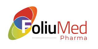 foliumed logo white background foliu in black text med in red text the f is backed by a multi colored design