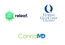 Large-Scale Marijuana Study to Explore Best CBD/THC Ratio for Treating Anxiety releaf cannamd and FGCU logos on a white background