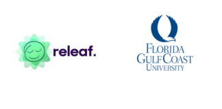 Large-Scale Marijuana Study to Explore Best CBD/THC Ratio for Treating Anxiety releaf cannamd and FGCU logos on a white background