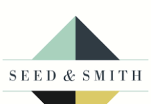 Seed & Smith Launches Infused Pre-Roll Product Line seed and smith logo white background gray capitalized text reading seed and smith with a gray and teal square in the background