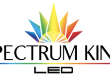 Spectrum King LED Launches Next Generation of Full-Spectrum Grow Lighting for Cannabis and Indoor Agriculture logo white background spectrum king in black capital text with a rainbow burst above the text