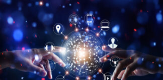 The Inflection Point for Cannabis Brands Is upon Us two hands reaching out to data points for omnichannel communications