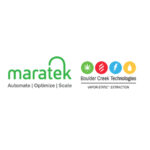 Boulder Creek Technologies Enters Exclusive Engineering and Manufacturing Agreement with Maratek white background with green maratek logo and black boulder creek technologies logo above the black logo are four circles stretching the length of the text in green red blue and yellow