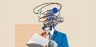 Tax Breaks Remain Elusive graphic of a man in a suit with a spiral for a head
