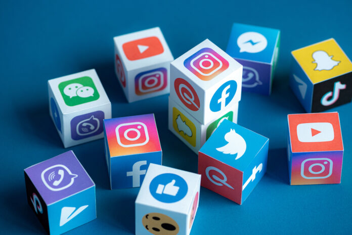 social media company logos on small blocks