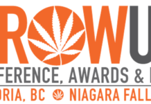 Cannabis Legends Headline the First Grow Up Conference and Expo in Victoria, B.C. white background orange and gray text reading grow up conference awards and expo victoria b c at niagra falls ontario