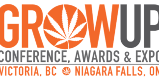 Cannabis Legends Headline the First Grow Up Conference and Expo in Victoria, B.C. white background orange and gray text reading grow up conference awards and expo victoria b c at niagra falls ontario